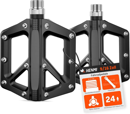 Pedale für Mountainbike, 9/16 Zoll rutschfeste Aluminium-Flachpedale mit abgedic