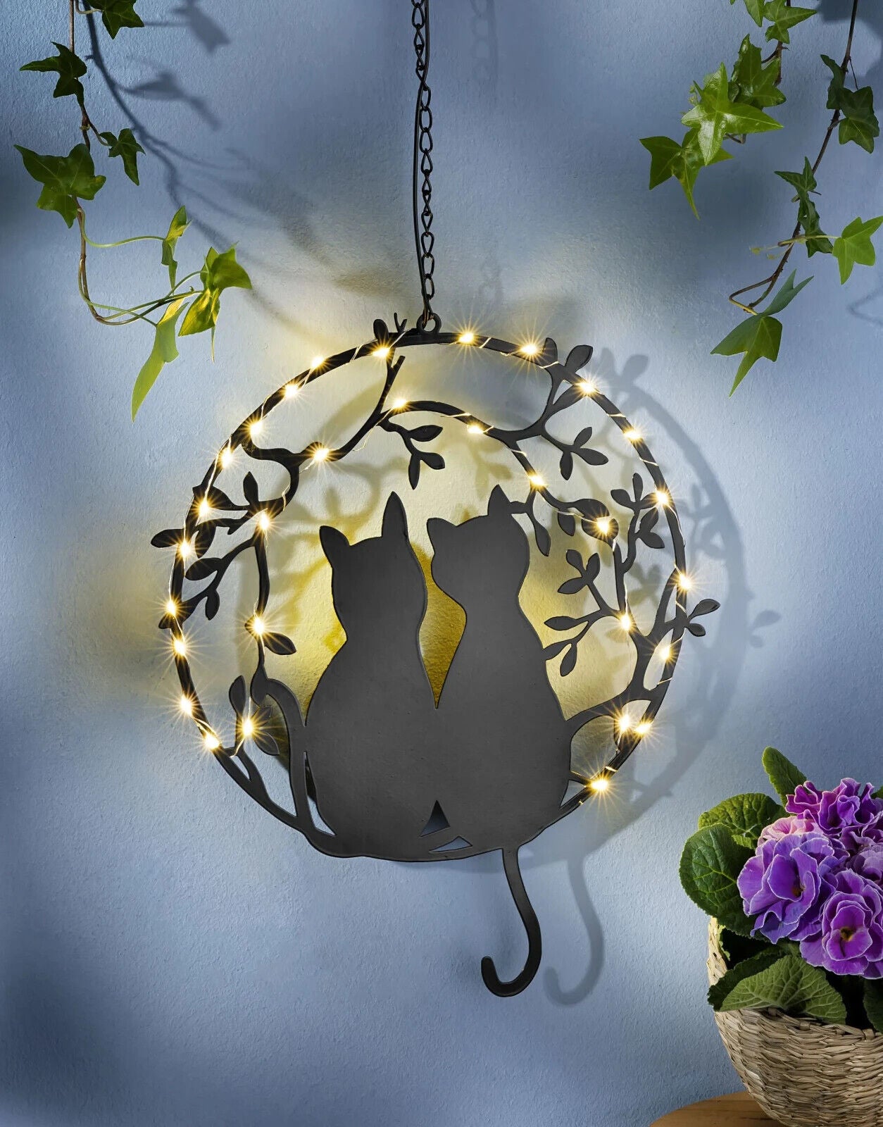 LED-Hängedeko "Katzenpaar"