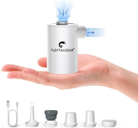 FLEXTAILGEAR Elektrische Luftpumpe 2 in 1 Kompakt Kleine Camping Pumpe, Vakuumpu