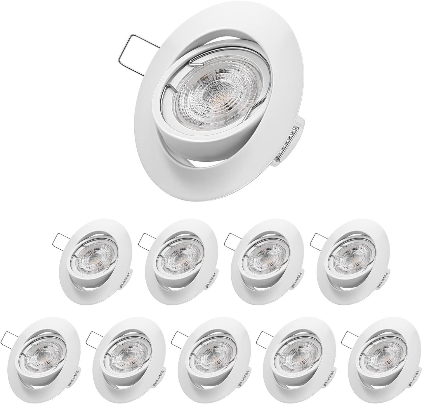 EDISHINE LED Spots Dimmbar 10er, LED Einbaustrahler GU10 230V, 3000K Warmweiß Ei