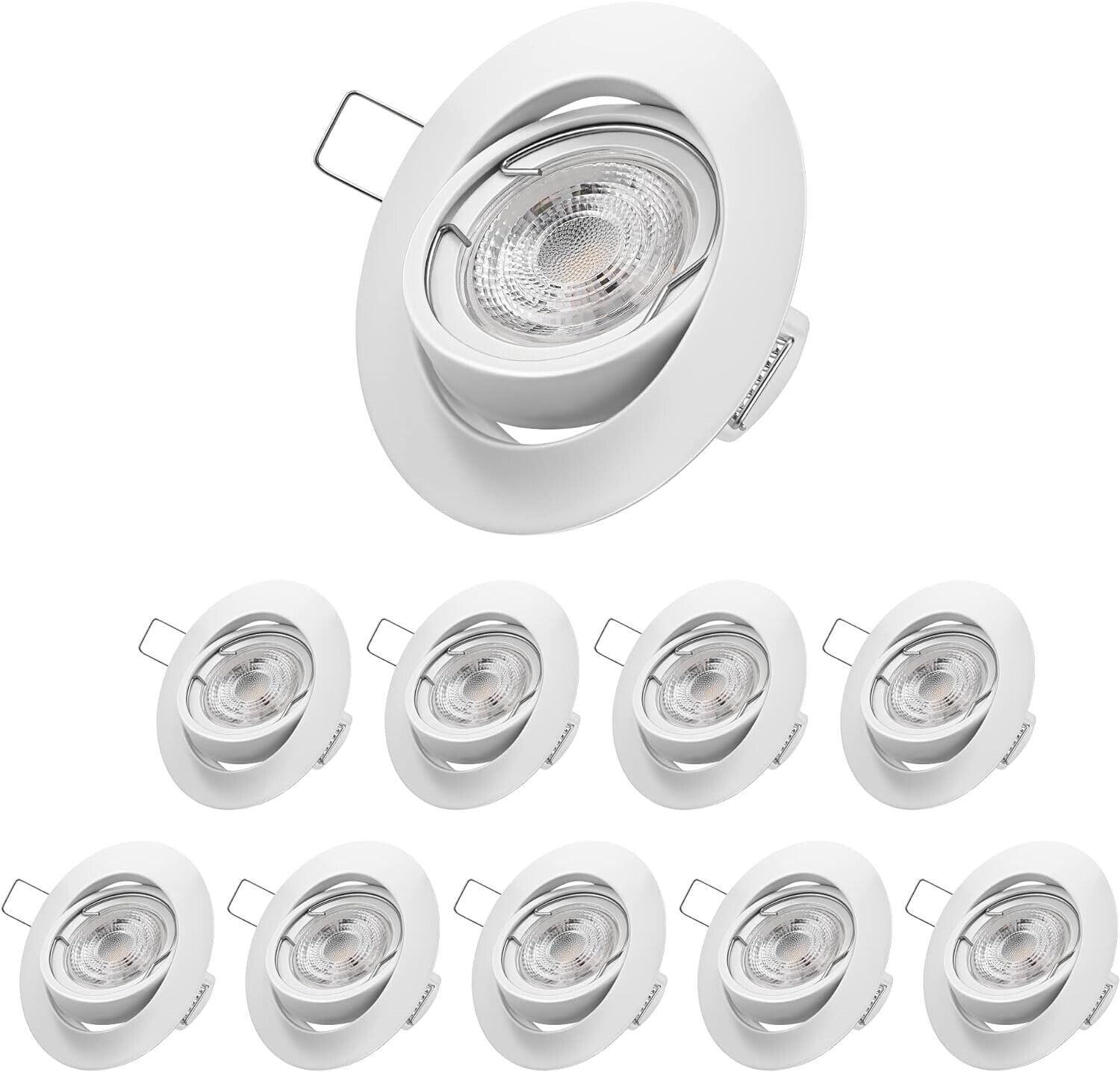 EDISHINE LED Spots Dimmbar 10er, LED Einbaustrahler GU10 230V, 3000K Warmweiß Ei