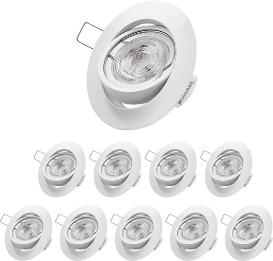 EDISHINE LED Spots Dimmbar 10er, LED Einbaustrahler GU10 230V, 3000K Warmweiß Ei