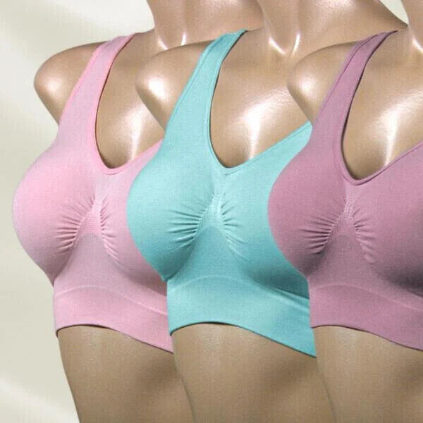 Ahh Bra 3er Set - Größe XXXL - Rosa, Türkis, Flieder Damen BH bei 30° Waschbar