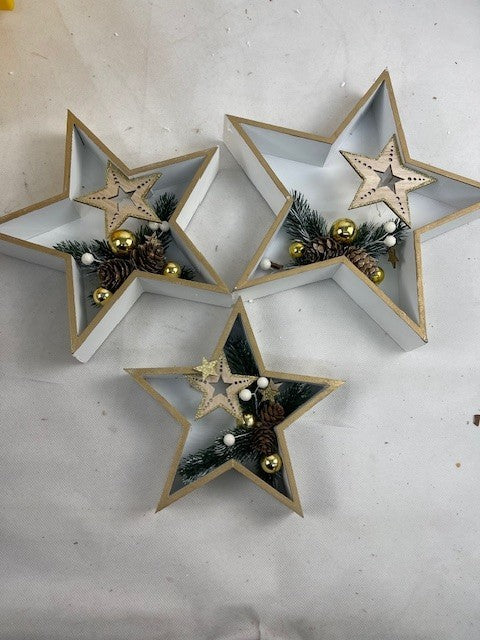 LED-Sterne "XMAS" weiss, 3er-Set (B-Ware)