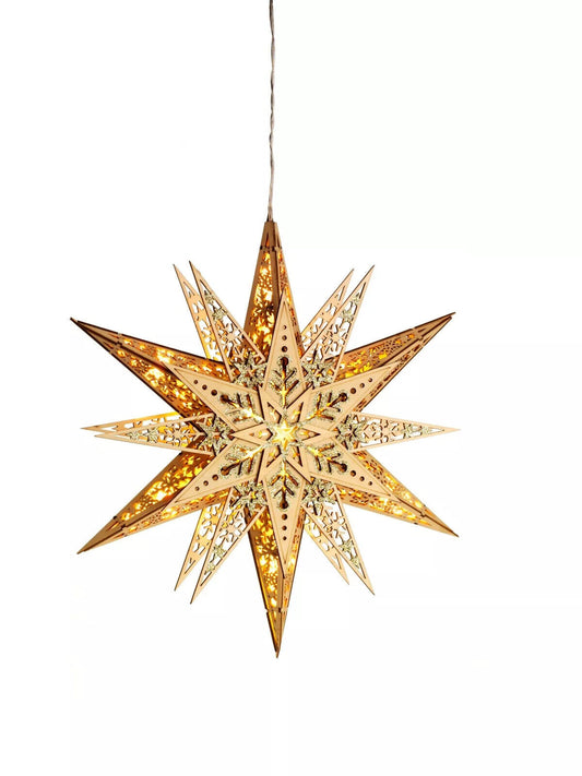 LED-Leuchtstern aus Holz Weihnachtsstern Deko Weihnachten Advent 3D Hängedeko