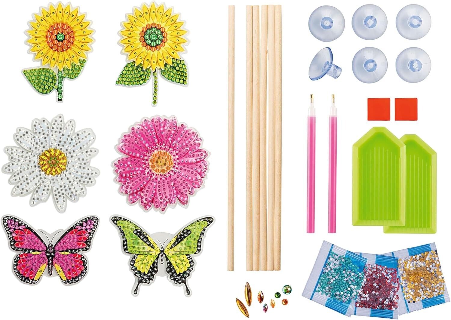 DIY Diamond Painting Dekostecker Blumen & Schmetterlinge 6er-Set