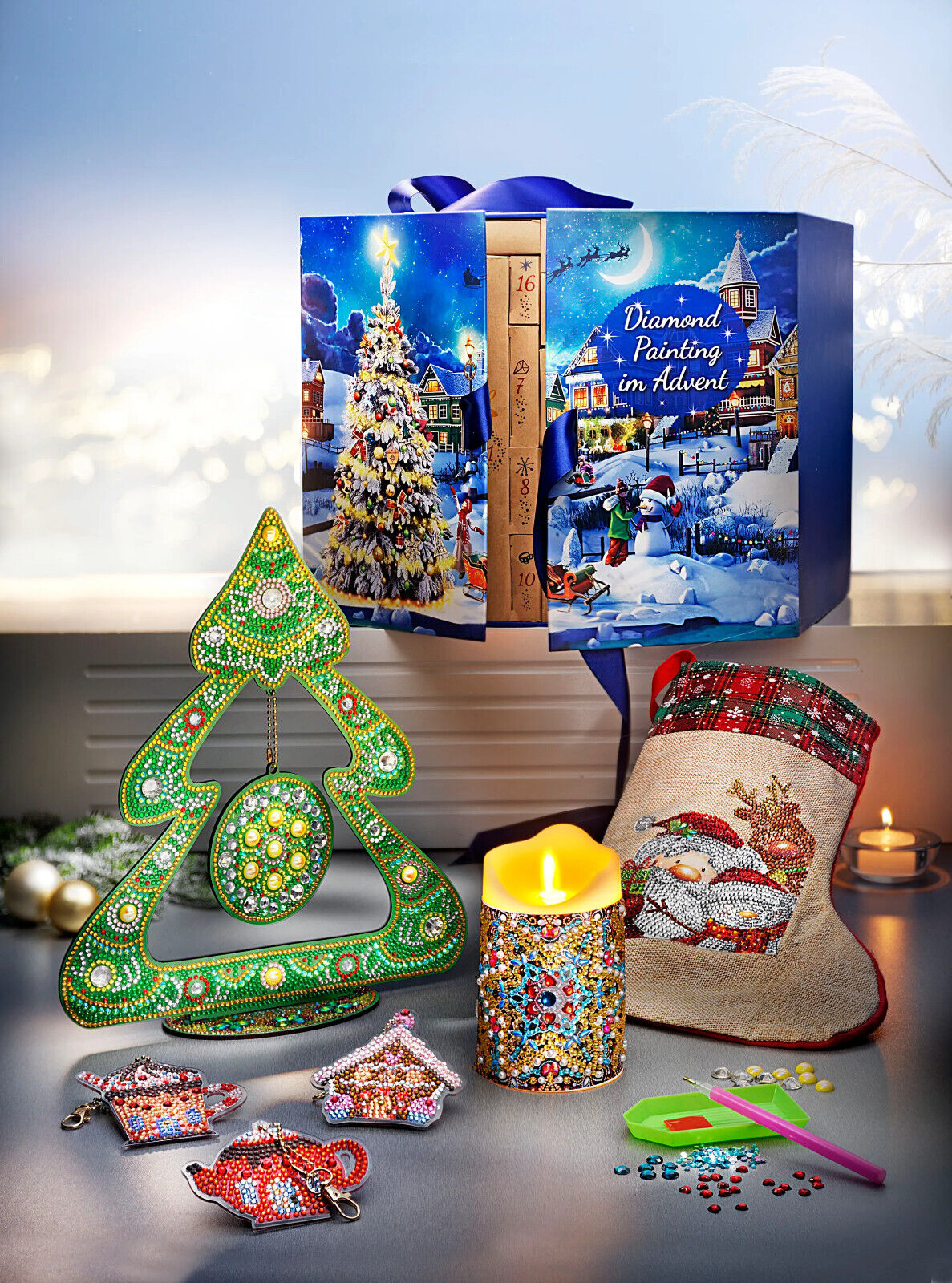 Diamond Painting Adventskalender DIY, 69-teilig Advent Kalender Weihnachten
