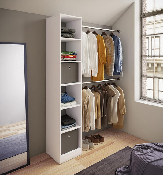 Offener Kleiderschrank Dachschrägen Regal Dacho weiß 2 Stangen 80-150 cm,