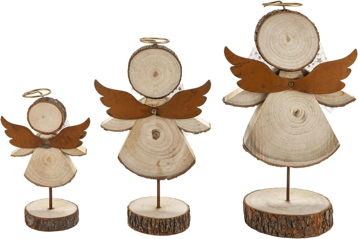 Dekofigur Holzengel 3er-Set Advent Deko Weihnachtsdeko Dekoration aus Holz