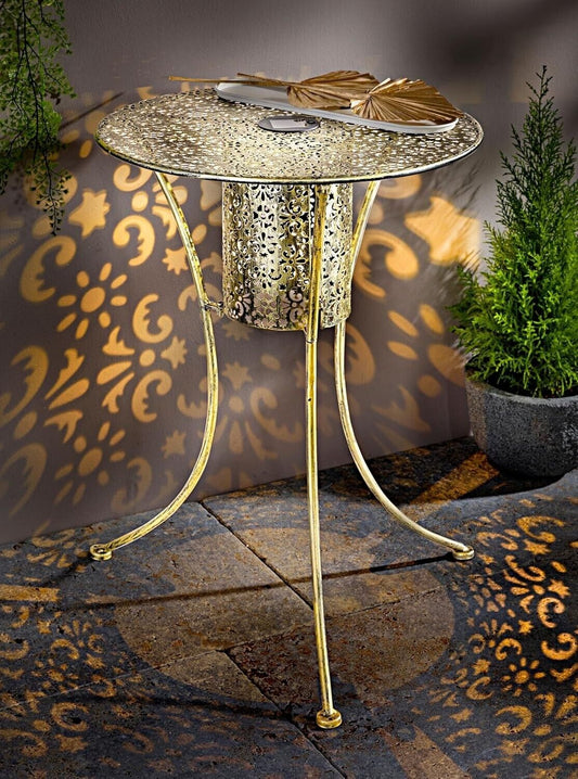 Solar-Tisch Flora Solar LED Garten Deko Gartentisch Dekotisch Dekoration Metall