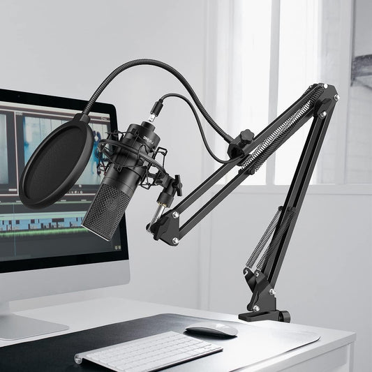 FIFINE USB Streaming Mikrofon Kit, Kondensator Studio Mikrofon mit Armständer un