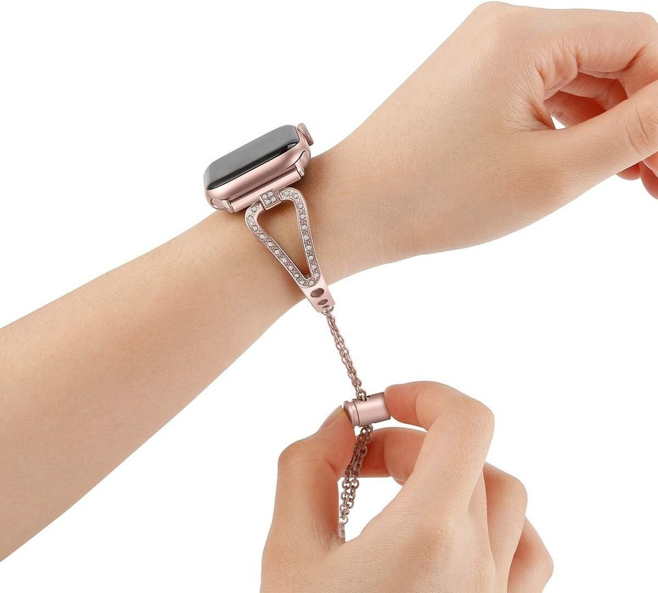 Kompatibel mit Apple Watch Armband 40mm Series 4/5/6, Damen Metall Bling Strass