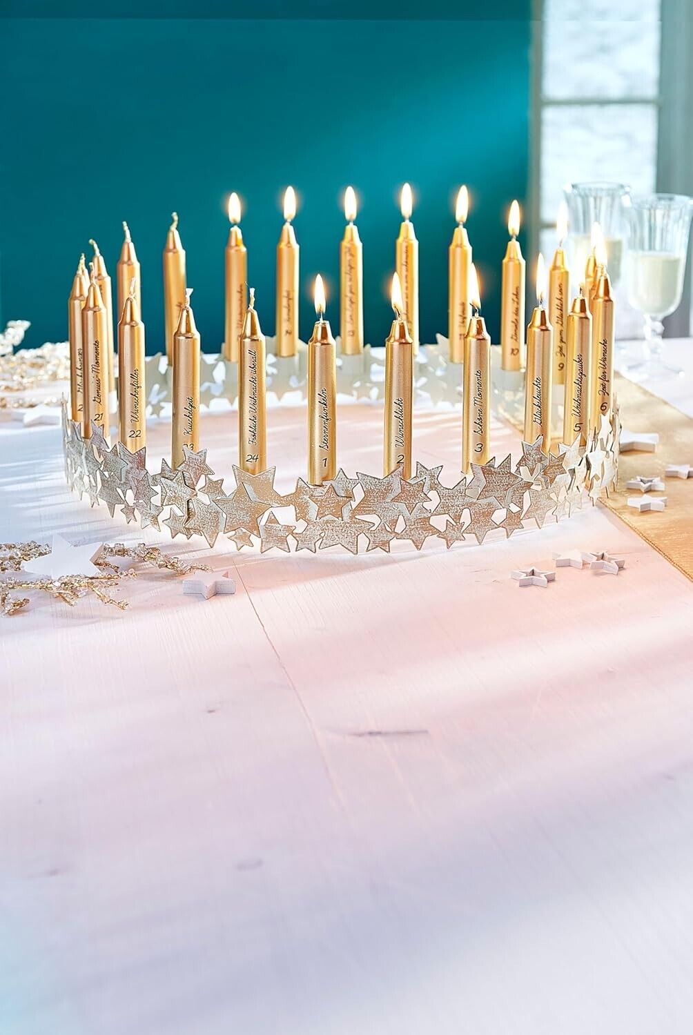 Adventskalender mit 24 Wunschkerzen inkl. Kranz