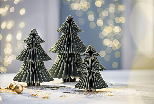 Deko-Tannen aus Papier, Grün, 3er-Set Papier Dekoration Advent Weihnachten Deko