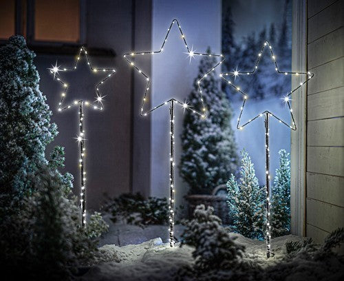 LED-Gartenstecker "Sternenglanz" 3er-Set Weihnachtsdeko