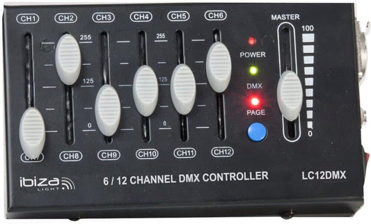 IBIZA LC12DMX 12 ​Kanal DMX Fader Controller LICHT EVENT BÜHNE DJ DIMMER EFFEKT