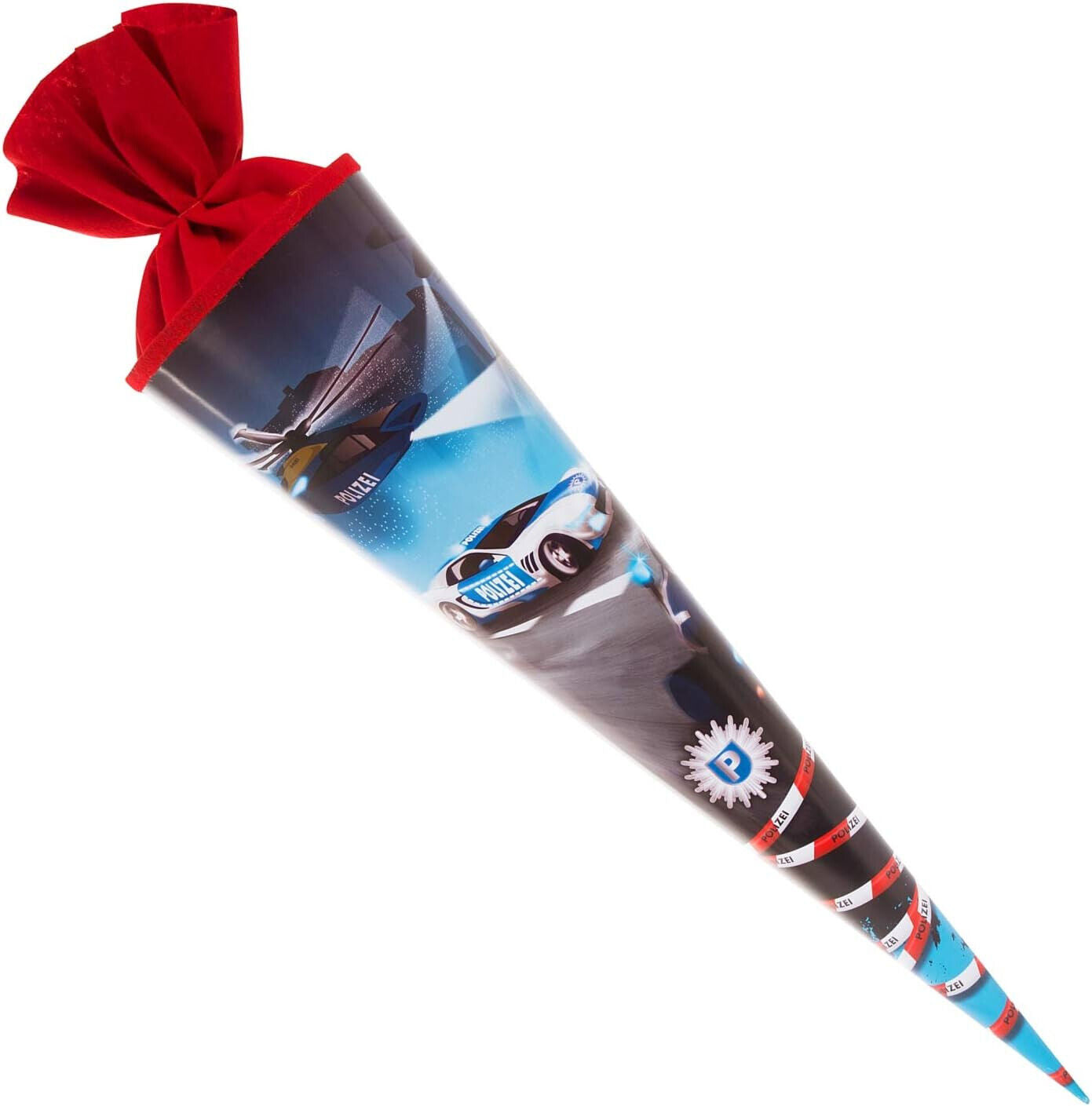 Schultüte 70 cm, Zuckertüte mit Polizei Motiv, Geschenktüte aus Lackkarton 70cm