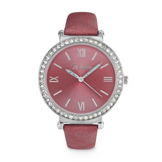 DL Armbanduhr "Glamour" (Farbe: beere) Armband-Uhr Damen Frauen Armband Uhr