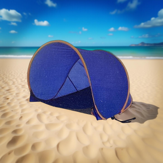 Strandmuschel Zelt UV-Resistent Farbe Blau, 100% Polyester L:14x110x105