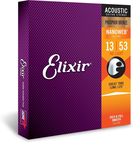 Elixir® Saiten Phosphor Bronze Akustik-Gitarrensaiten mit NANOWEB® Beschichtung,