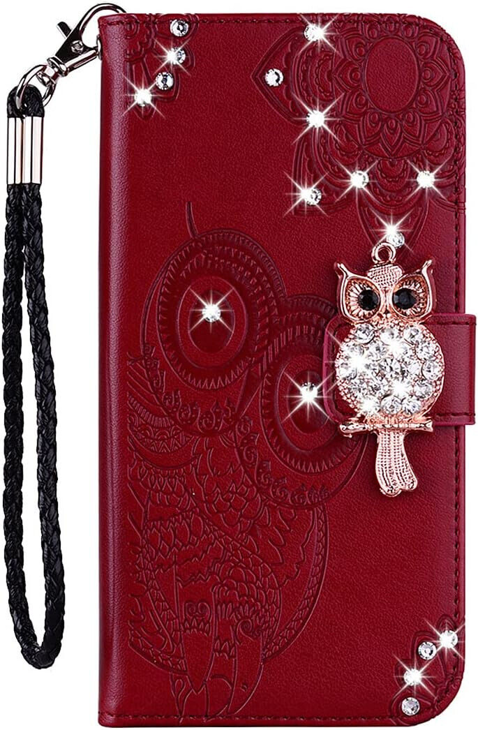Hülle für Google Pixel 4A Case Owl Embossed Bling Glitzer PU Leder Brieftasche