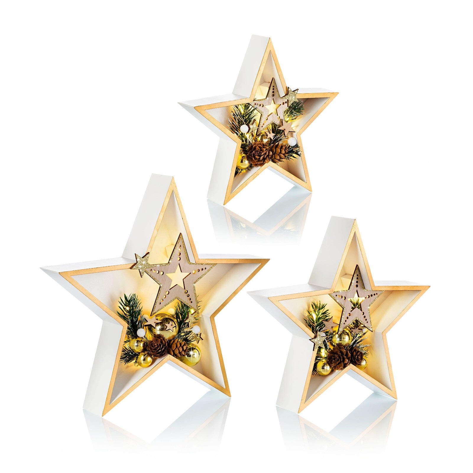 LED-Sterne "Xmas" weiss, 3er-Set