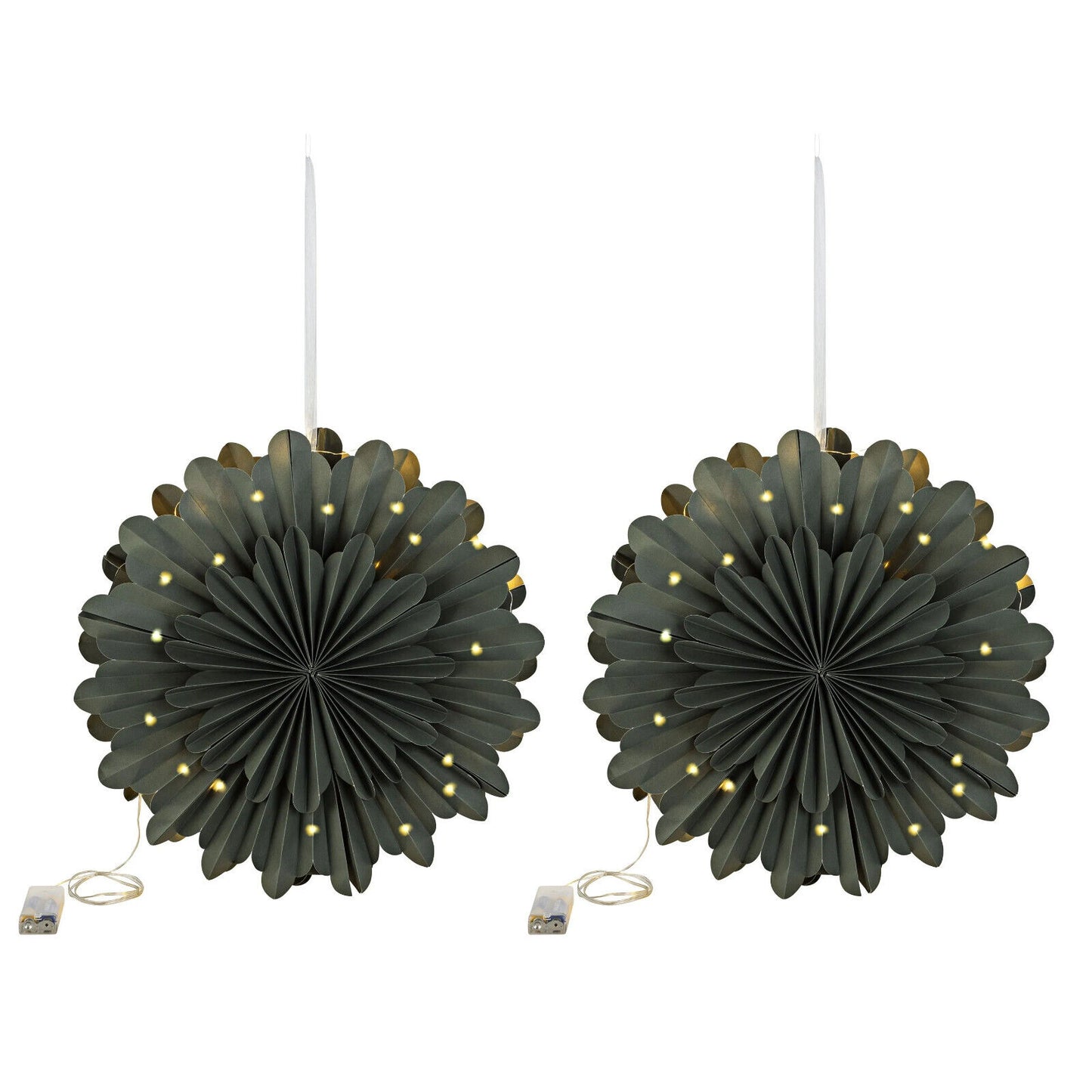 LED-Hängedeko "Schneeflocke" 42,5 cm, 2er-Set, (Farbe: grün) Advent Weihnachten