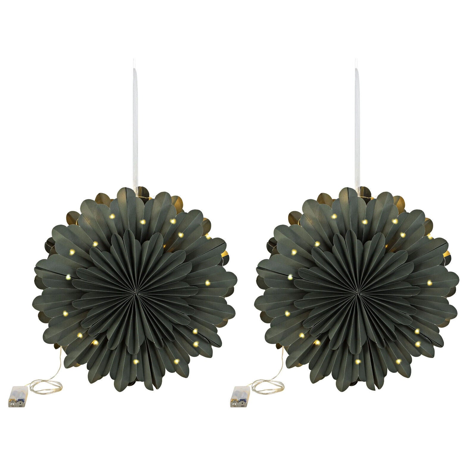 LED-Hängedeko "Schneeflocke" 42,5 cm, 2er-Set, (Farbe: grün) Advent Weihnachten