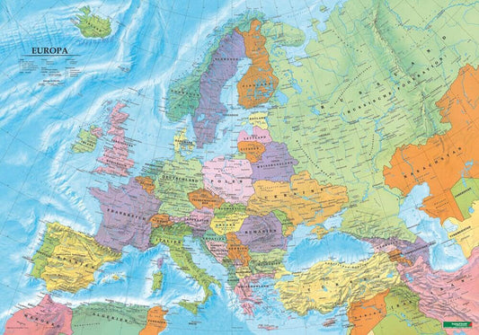 Wandkarte-Metallbestäbt: Europa politisch 1:6 Mio. 100 x 70 cm Poster EU Karte