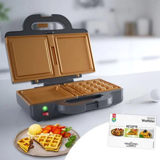 Livington Waffiller - Waffeleisen - süß & herzhaft - Anti Haft Beschichtung