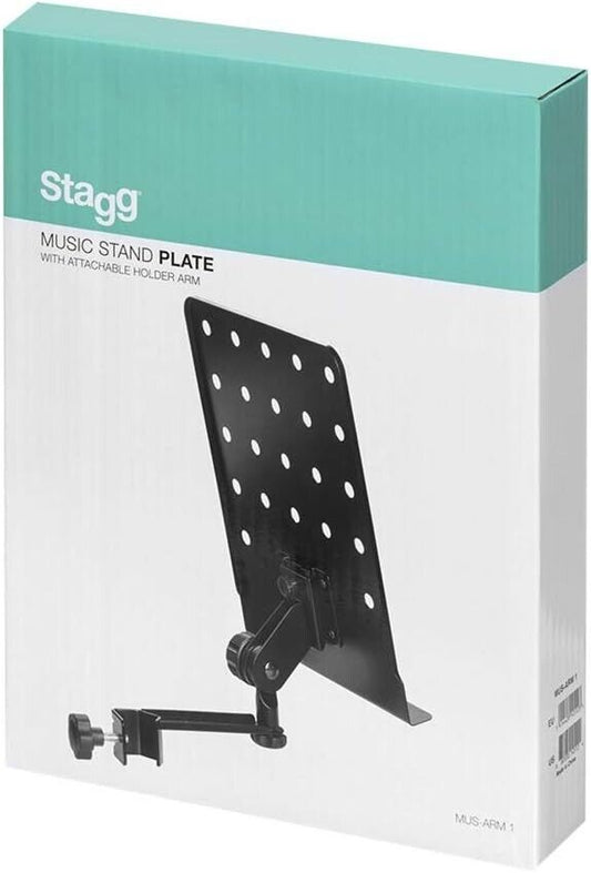 Stagg MUS-ARM 1 Notenständer zum Anklemmen klein mit Lochblechauflage Metall sch