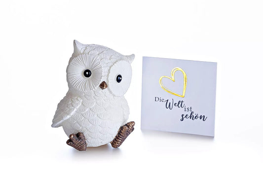 LED-Eule "Tilda" Eule mit 4 warmweißen LEDs Figur inkl. Grußkarte 10 cm