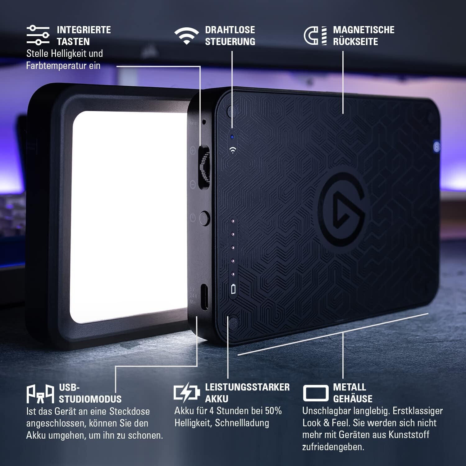 Elgato Key Light Mini - Tragbares LED-Panel für Streaming, Videokonferenzen