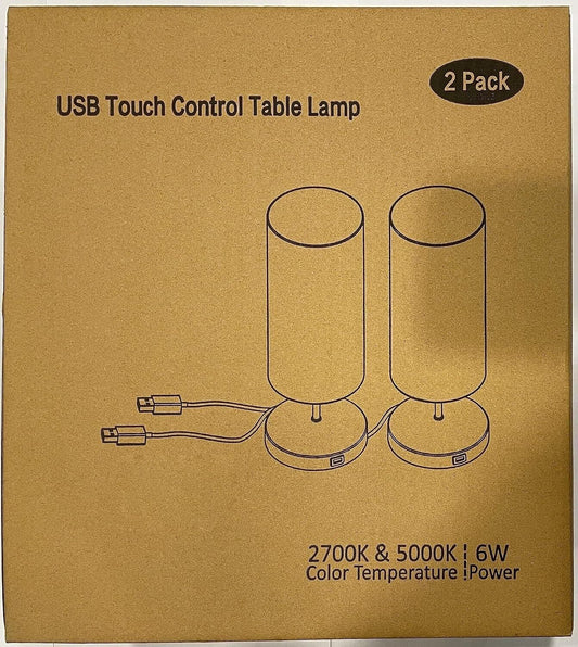 GLUROO 2er-Set Tischlampe mit Touch-Steuerung, 3 Farbtemperaturen und Stufenlose