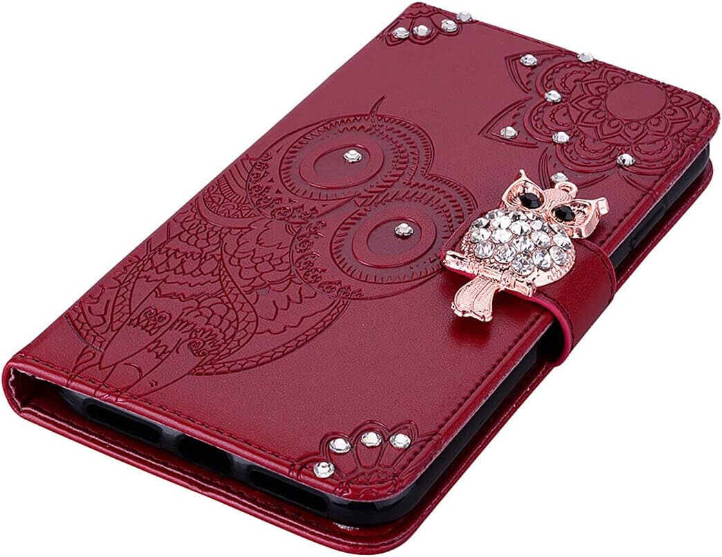 Hülle für Google Pixel 4A Case Owl Embossed Bling Glitzer PU Leder Brieftasche