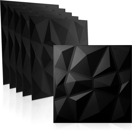 WANEELL - 3D Wandpaneele Diamond Design-12 Stück Schwarz