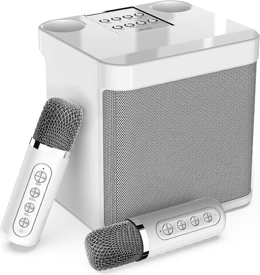 Karaoke Anlage mit 2 Mikrofonen,Bluetooth Karaoke Maschine, Kabellose Karaoke An