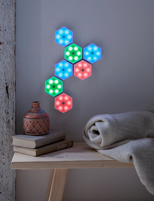 Steck-Lichterwand, 7er Set Wand Deko Beleuchtung Wanddeko Stimmungslicht LED