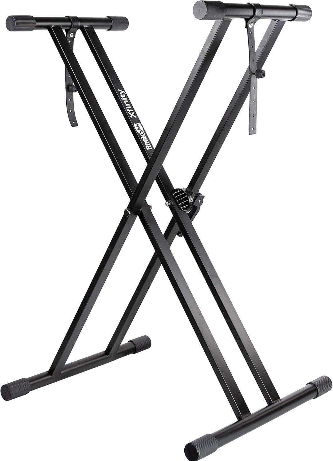 RockJam Xfinity Doublebraced Pre Assembled Keyboard Stand with Locking Straps