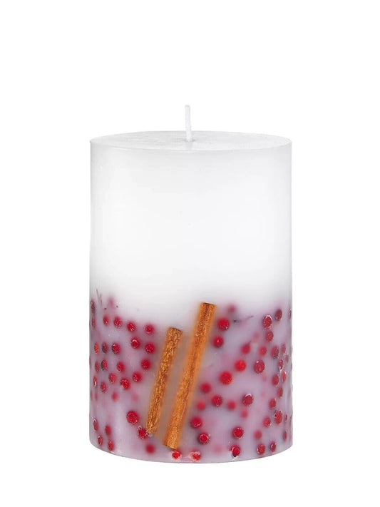 Stumpenkerze Berry 15cm ca. 80 Stunden eingelassenen Beeren Zimtstangen