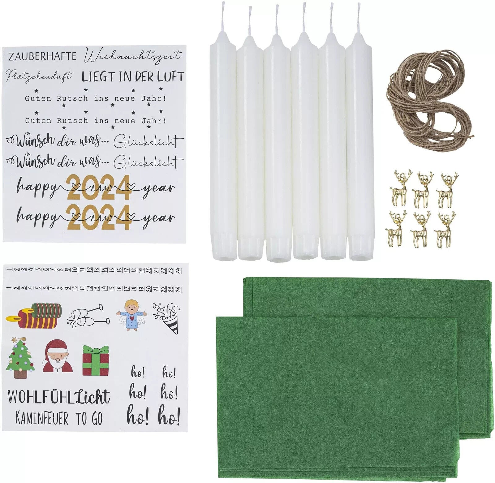 Kerzen-Set mit Tattoovorlagen Weihnachten & Silvester 17-teilig Deko