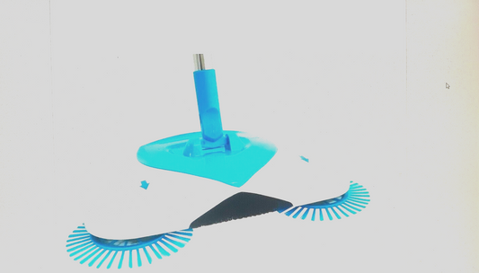 Besen mit rotierenden Bürsten - HURRICANE SPIN BROOM - Blau und Weiß Kehrbesen