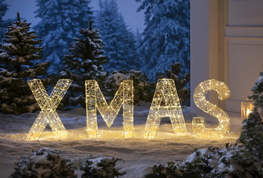 LED-Deko XMAS, 4-teilig LED Advent Deko Dekoration Weihnachtsdeko aus Metall
