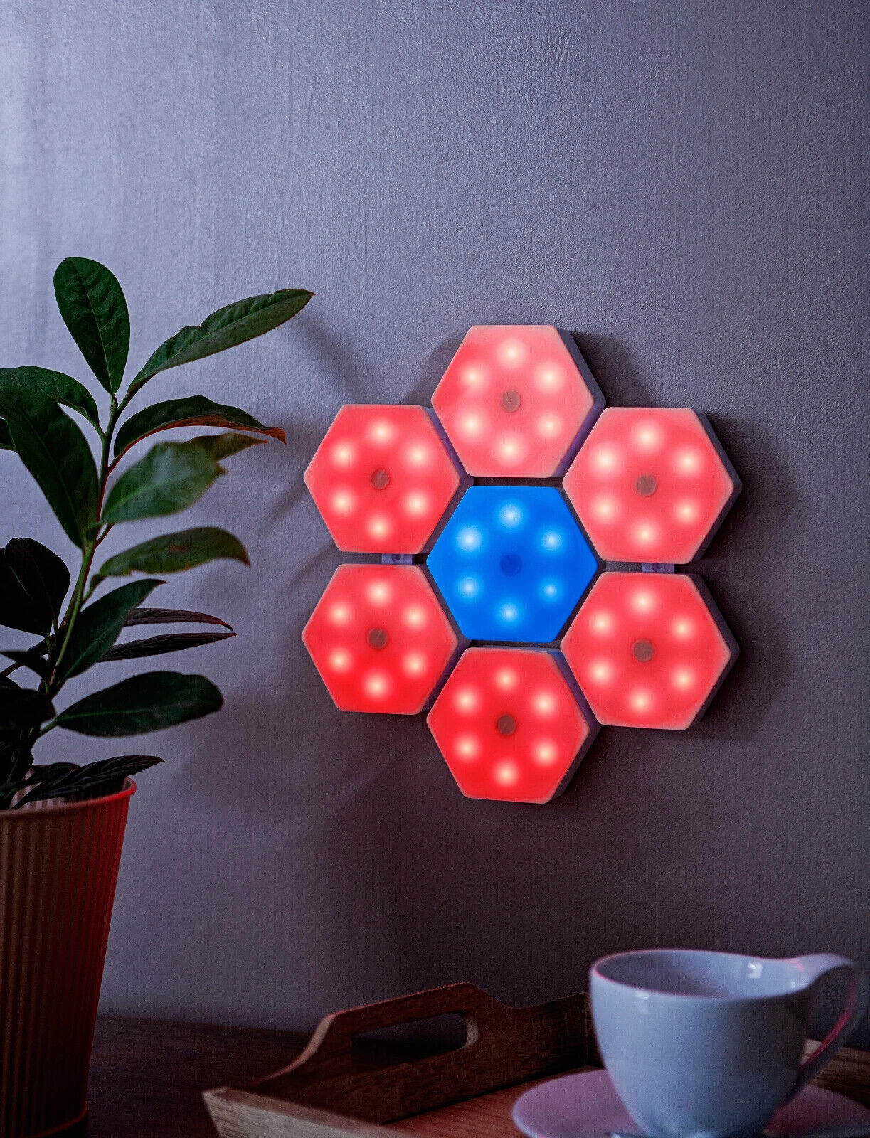 Steck-Lichterwand, 7er Set Wand Deko Beleuchtung Wanddeko Stimmungslicht LED