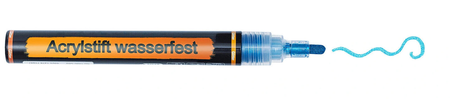 Acryl-Farben Stifte wasserfest, mit Glitter, 12er-Set Bemalen Gestalten Basteln