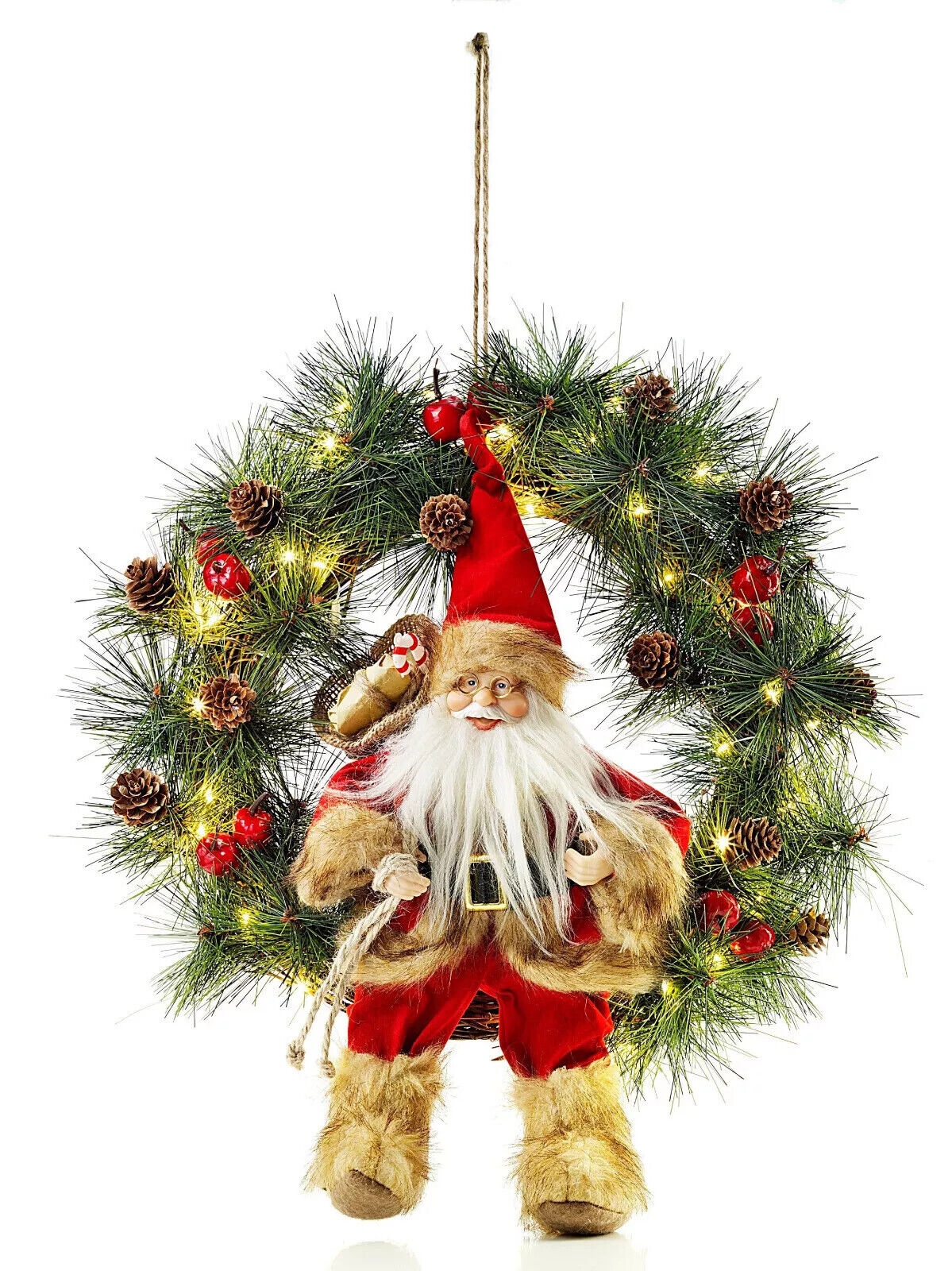 LED Türkranz Dekokranz LED Advent Dekoration Weihnachten Weihnachtsmann Nikolaus