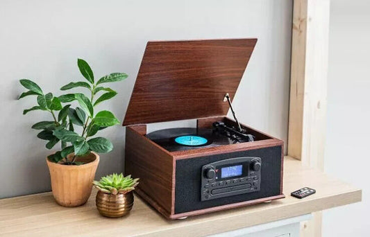 Nostalgieanlage DAB+ Plattenspieler CD-Player Radio DAB-Radio USB Fernbedienung