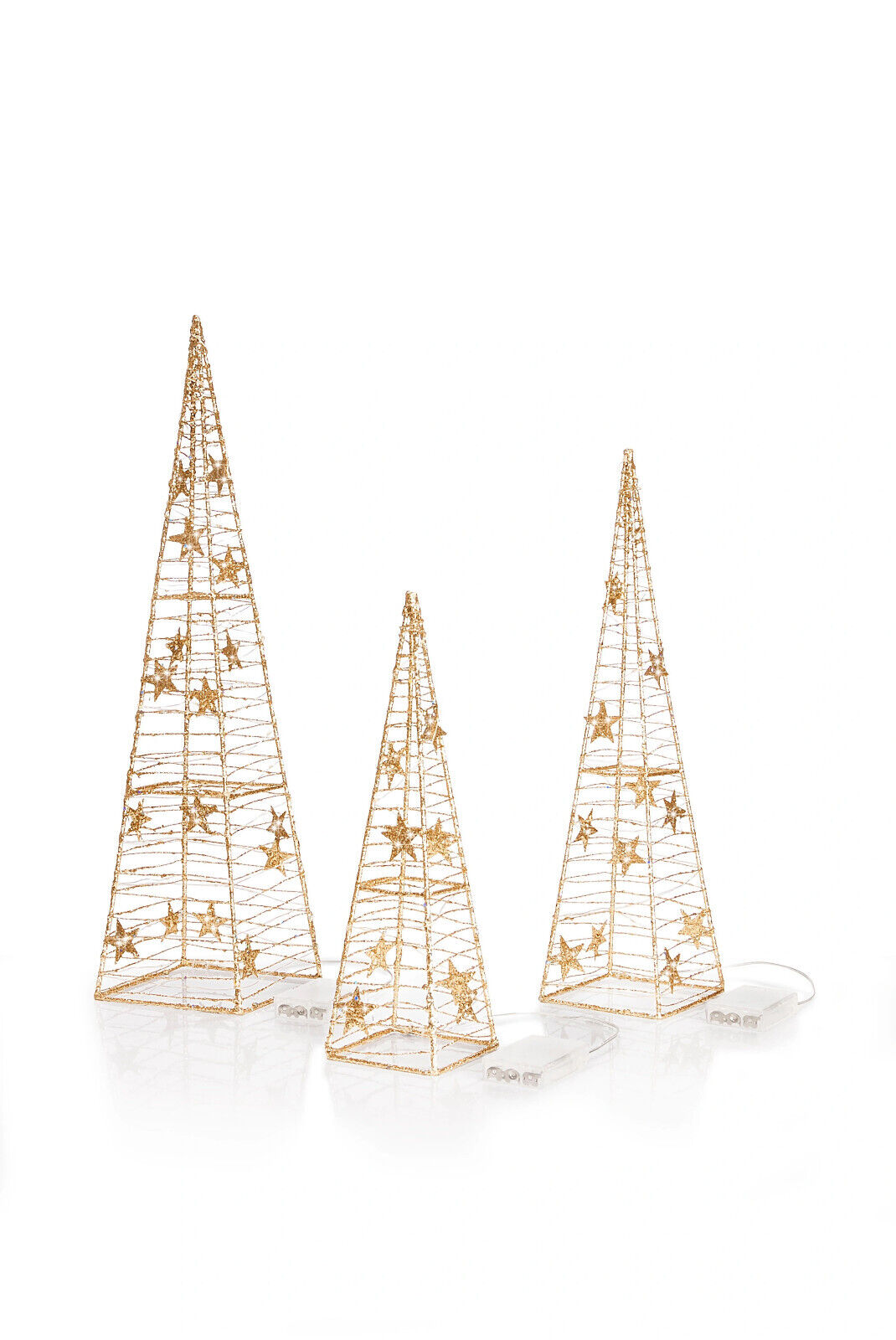 LED-Kegel "Glamour" gold, 3er-Set Wohnungsdeko Advent Dekoration Weihnachts Deko