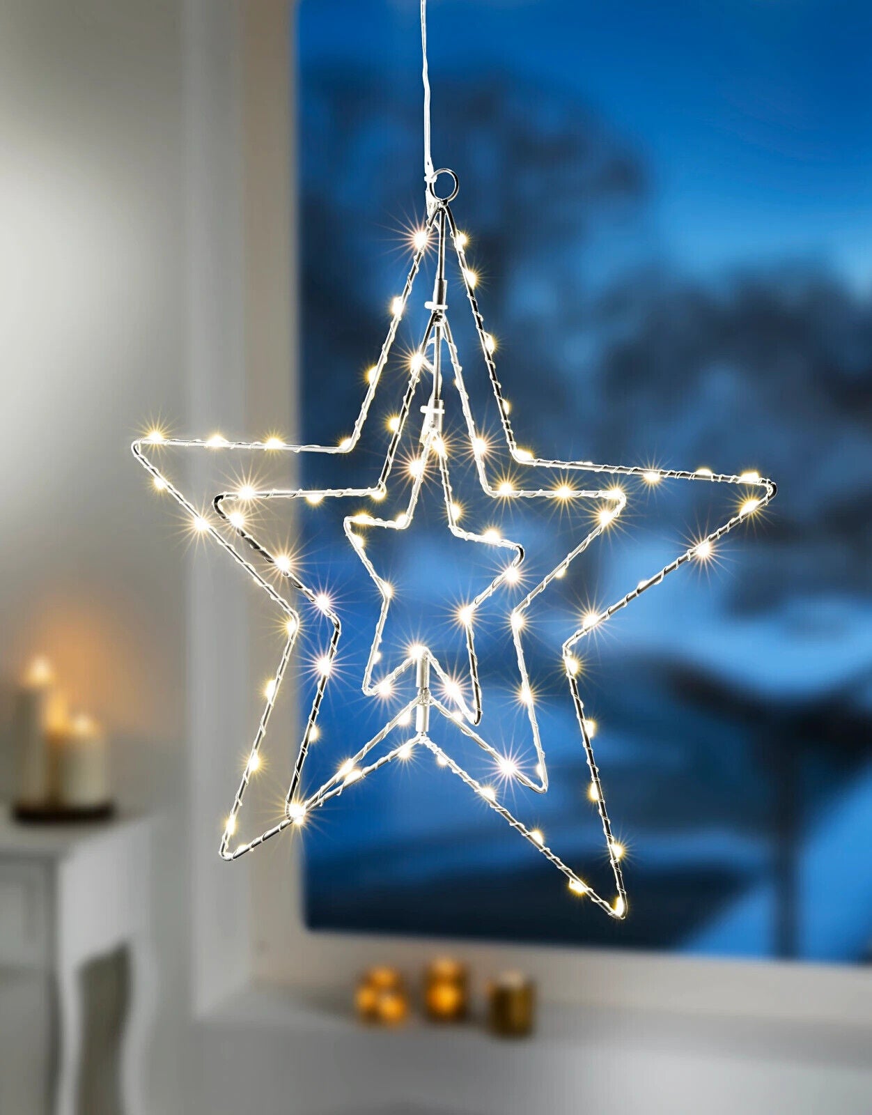 Led-deko stern-mobile, 35 cm mit Dreheffekte mit 80 LED´s für Weihnachten 35 cm