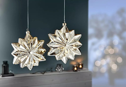 LED-Hängedeko Snöflinga 2er-Set Silber LED Advent Deko Weihnachtsdeko Dekoration